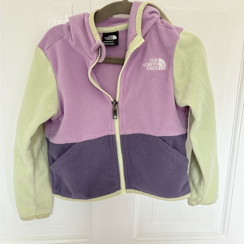 The North Face Kids' Fleece Hoodie - Lavender and Lime